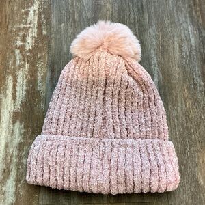Blush Knit Beanie with Pom-Pom